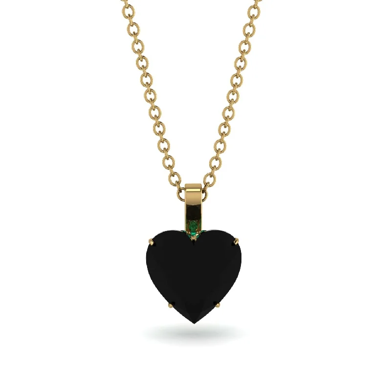 Unique Bar Pendant Necklaces For Modern Fashion-Heart Black Diamond Necklace - Noelle No. 22