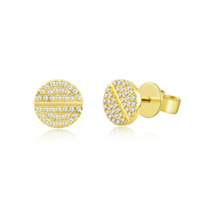 Personalized Earrings For Special Moments-14K Yellow Gold Diamond Screw Earrings