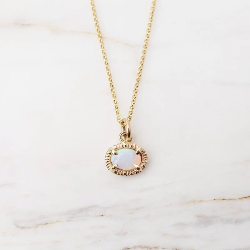 Vintage Pendant Necklaces For Retro Glam-Swell Necklace - Opal