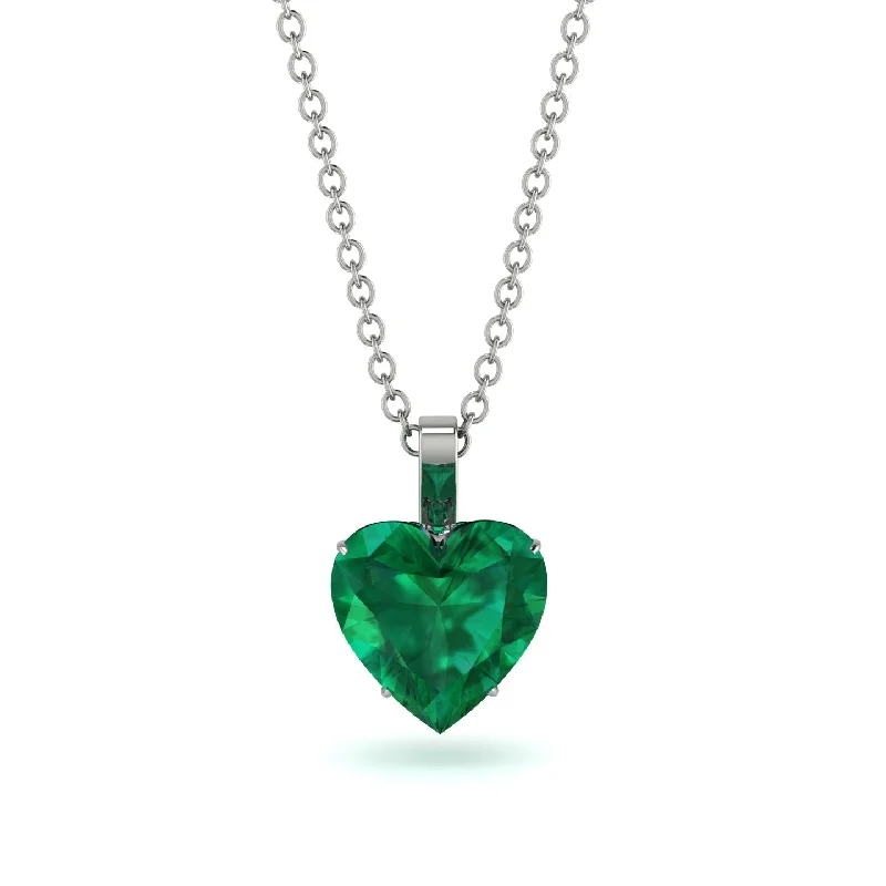 Fashionable Moon Necklaces For Evening Wear-Heart Emerald Necklace - Noelle No. 21