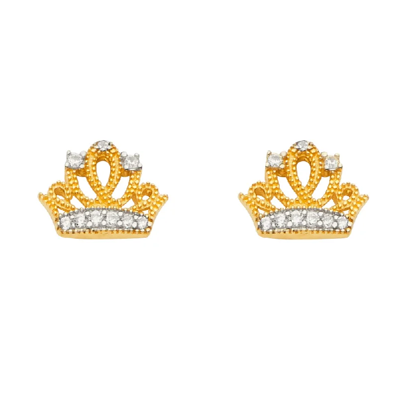 Stunning Gemstone Earrings For Special Days-14K Crown  CZ Earrings