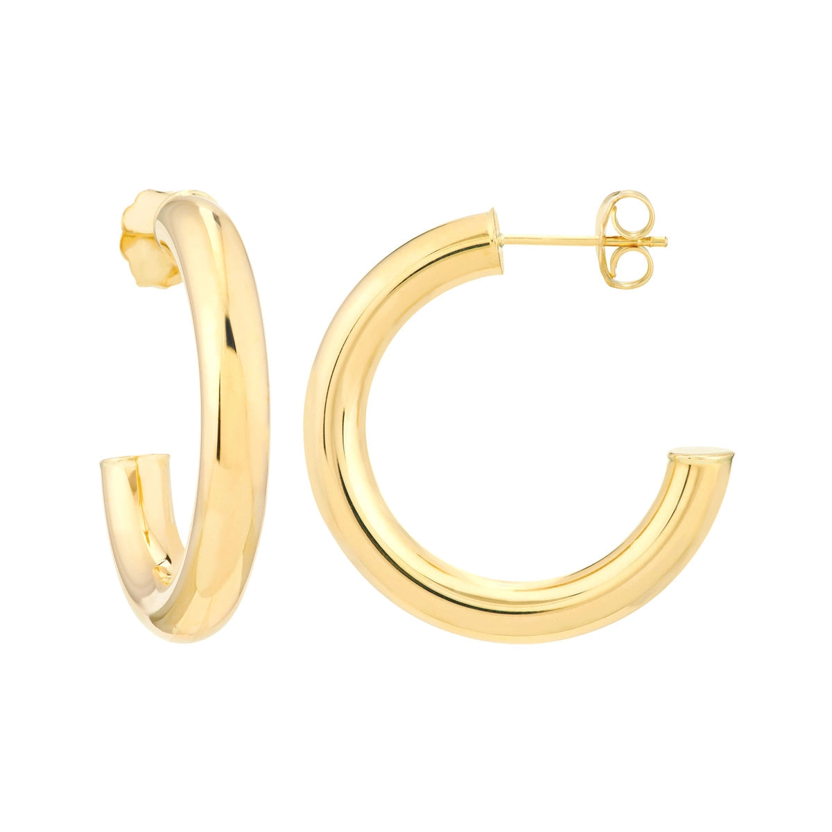 Modern Resin Earrings For Bold Statements-14K Yellow Gold Tube Hoops Earrings