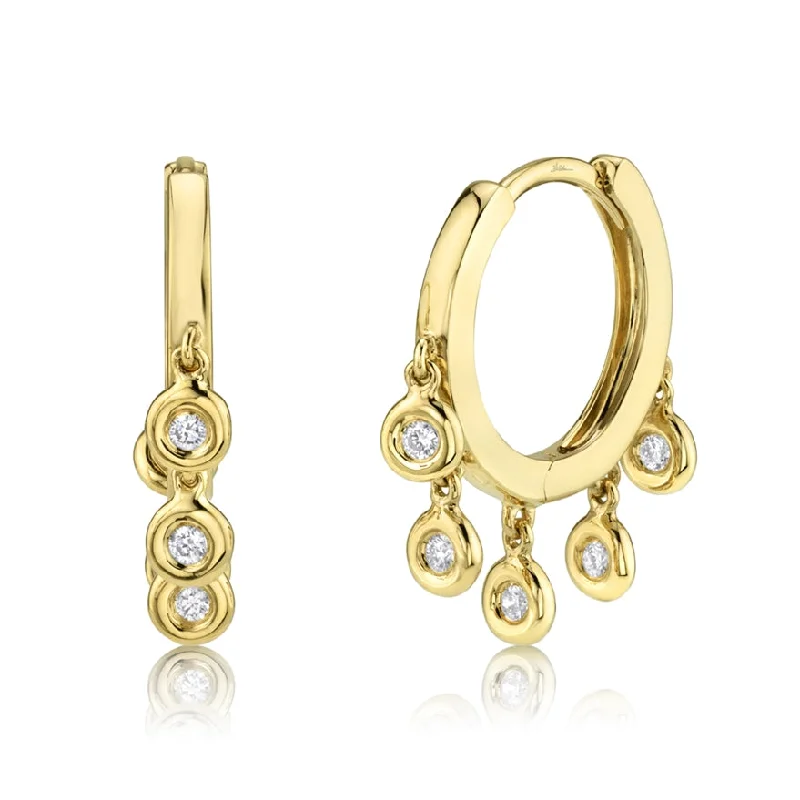 Stylish Resin Hoop Earrings For Trendy Wear-14K Yellow Gold Diamond Bezel Dangle Small Hoop Earring