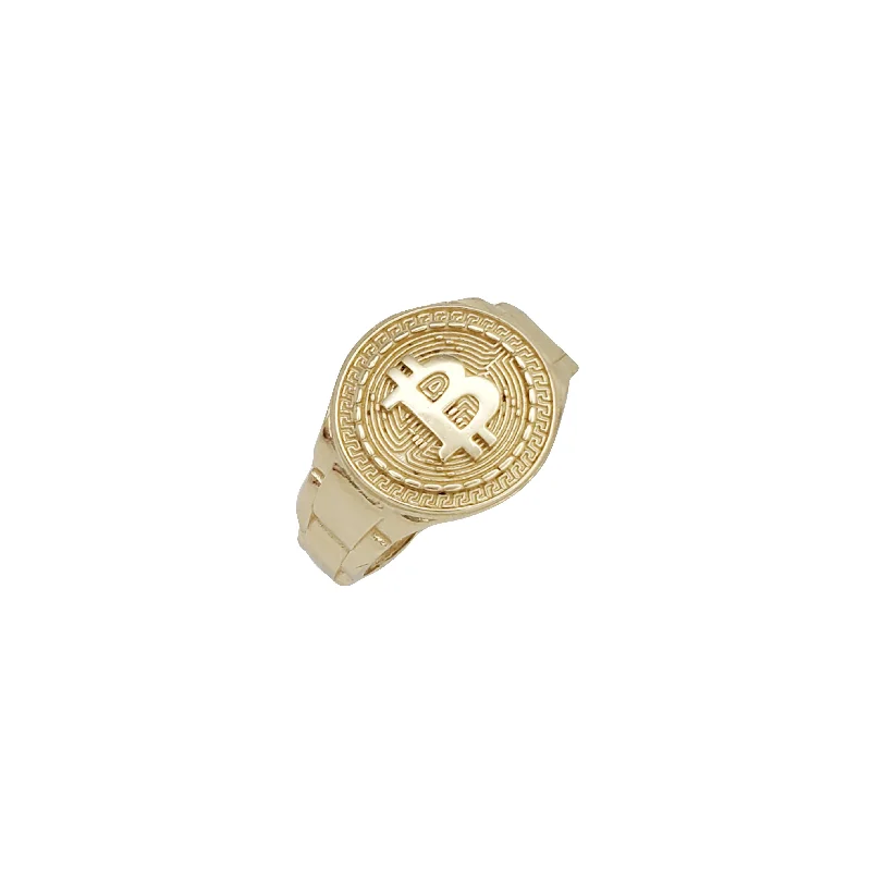 Classic Wedding Rings For Him-Bitcoin Round Shape Ring (14K)