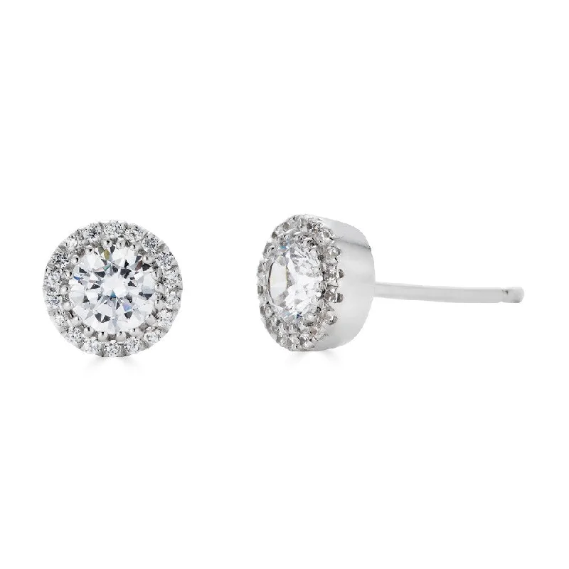 Handmade Earrings For Women-14K 1.00Ct Diamond Halo Stud Earrings