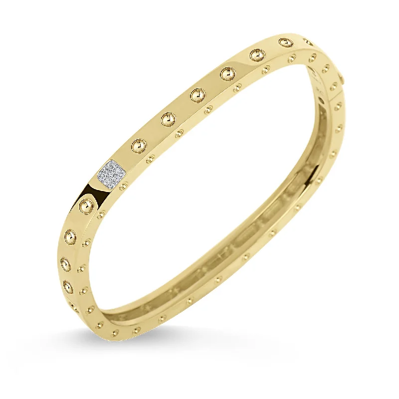 Bangles For Party Accessories-18K Gold 1 Row Square Bangle with Diamonds