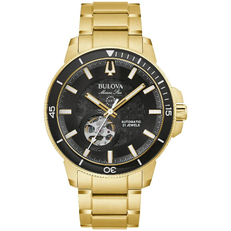 Watches With Delicate Designs-Bulova Performance Marine Star Mens Watch Stainless Steel