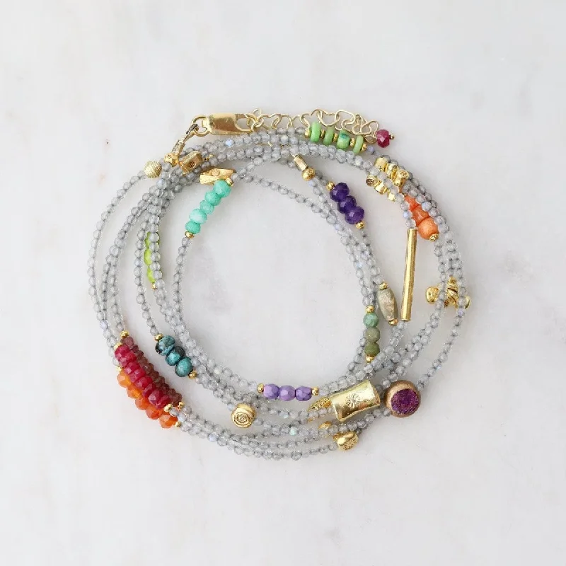 Sparkling Diamond Chain Necklaces For Elegant Look-Labradorite Wrap Bracelet & Necklace