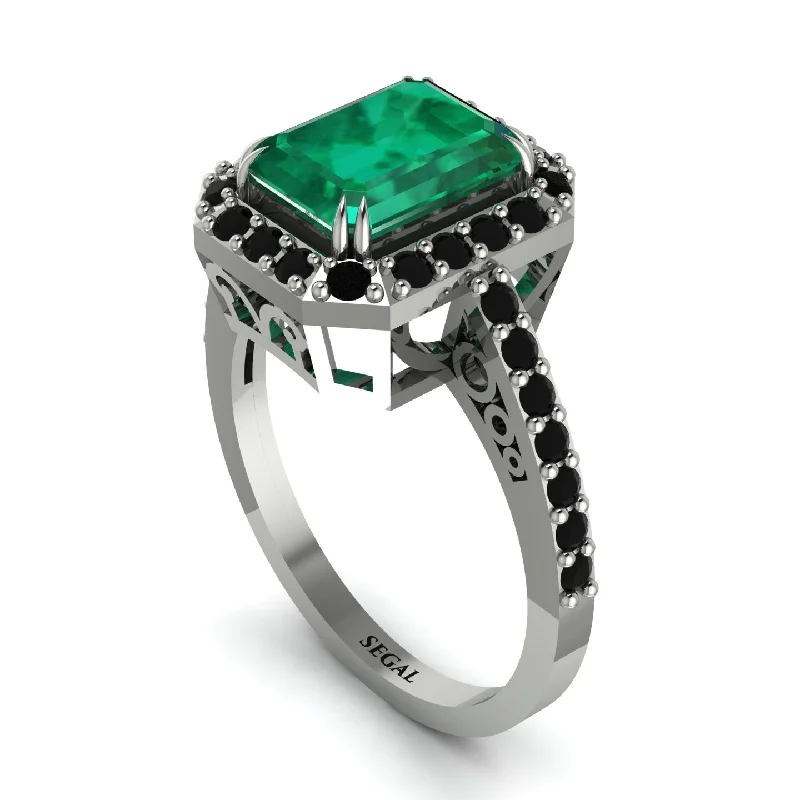 Unique Diamond Engagement Rings For Brides-Emerald Cut Emerald Vintage-Inspired Engagement Ring - Addilyn No. 36