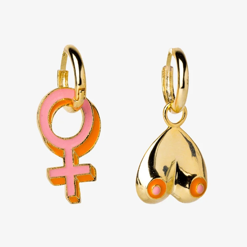 Luxury Diamond Drop Earrings For Glamour-Feminist Female Boobs Hoop Earrings