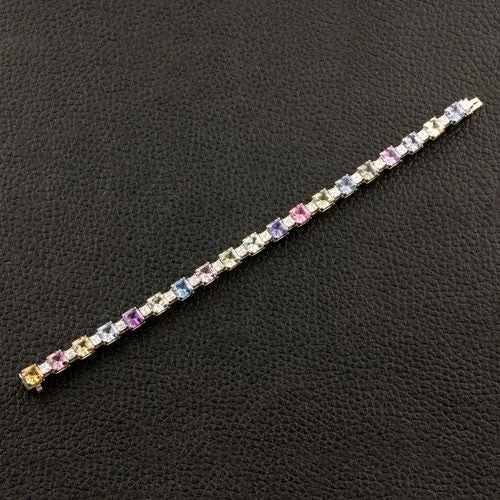 Bracelets For Fashion Jewelry-Diamond & Multi-color Sapphire Bracelet