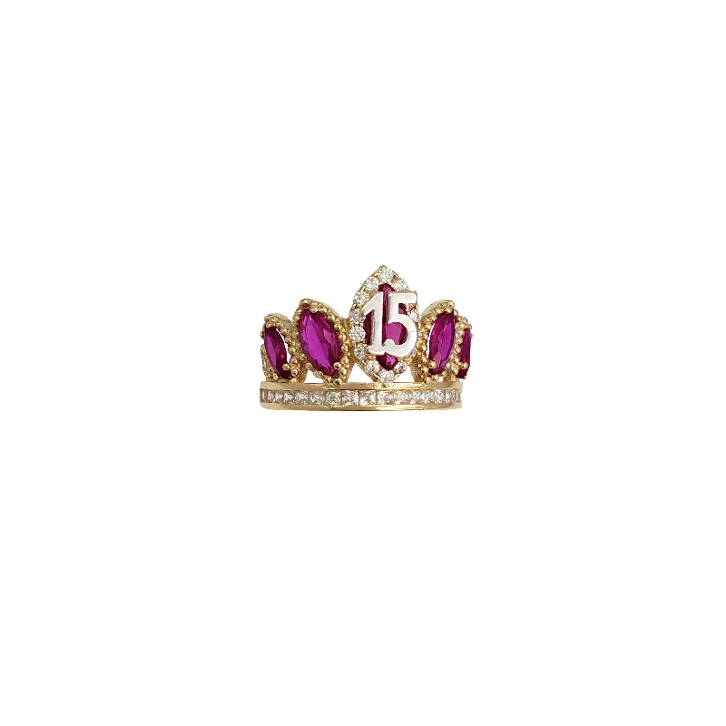 Unique Men’s Wedding Rings For Special Occasions-15 Years Birthday Crown-Tiara Ring (14K)