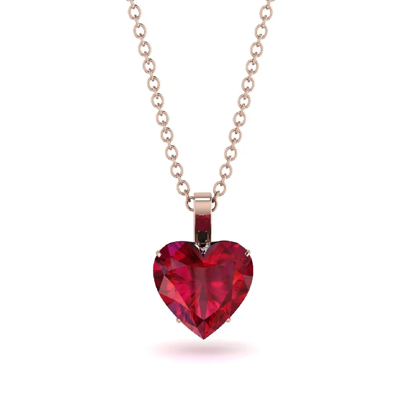 Large Pendant Necklaces For Bold Fashion-Heart Ruby Necklace - Noelle No. 41