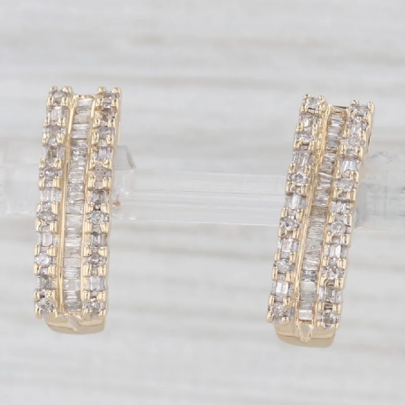 Cute Flower Earrings For Summer-0.50ctw Diamond Journey Earrings 10k Yellow Gold Pierced Drops