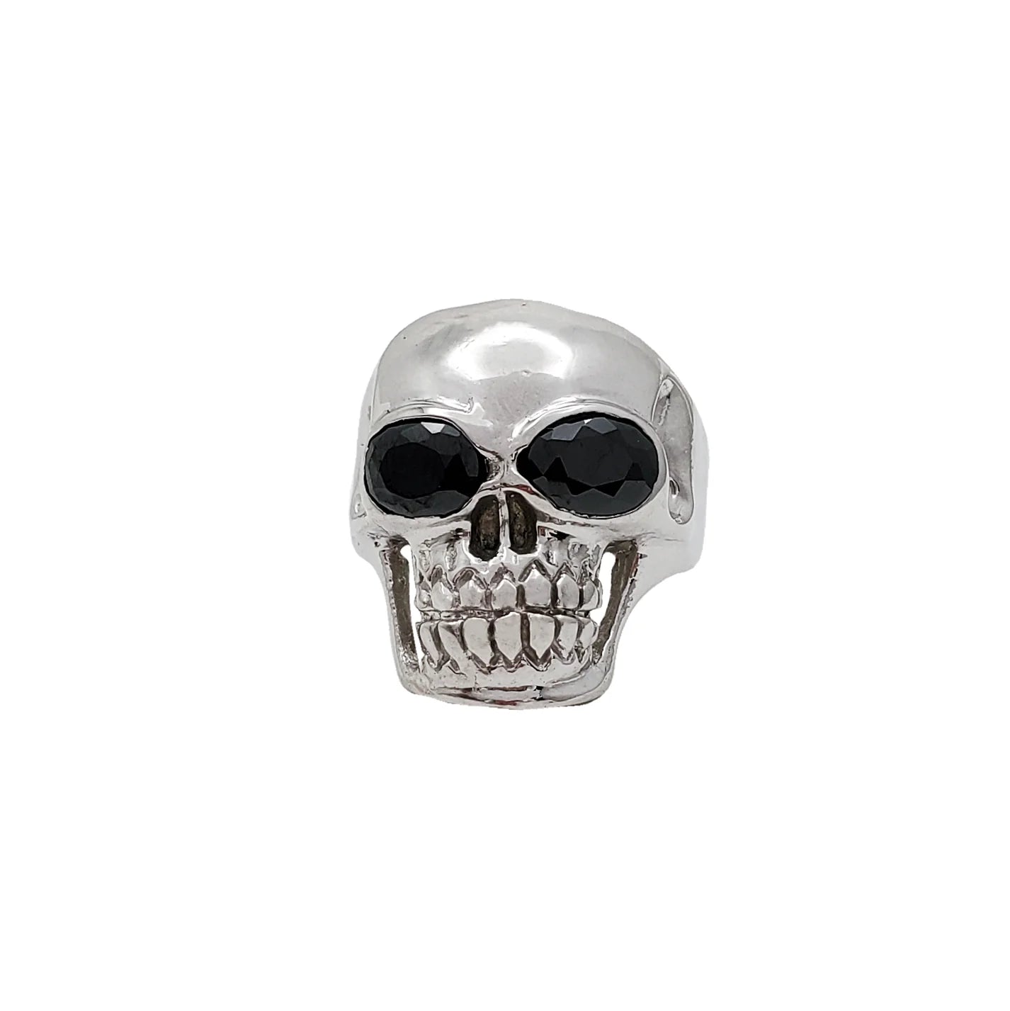 Bold Statement Rings For Fashionistas-Black Onyx Skull Ring (Silver)