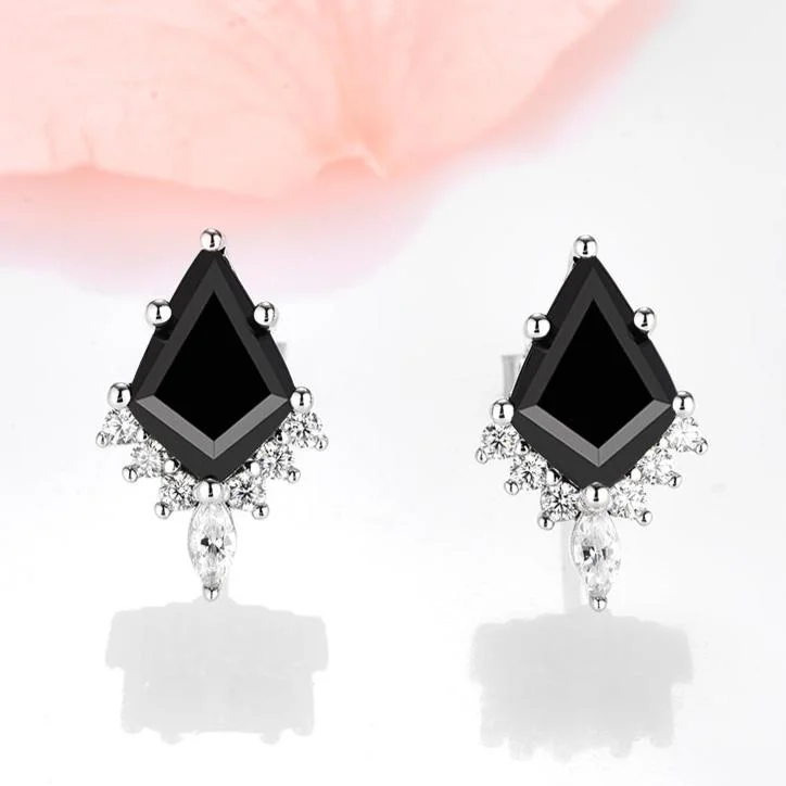 Luxury Diamond Earrings For Wedding Day-Skye Kite™  Kite Black Onyx Stud Earrings- Sterling Silver