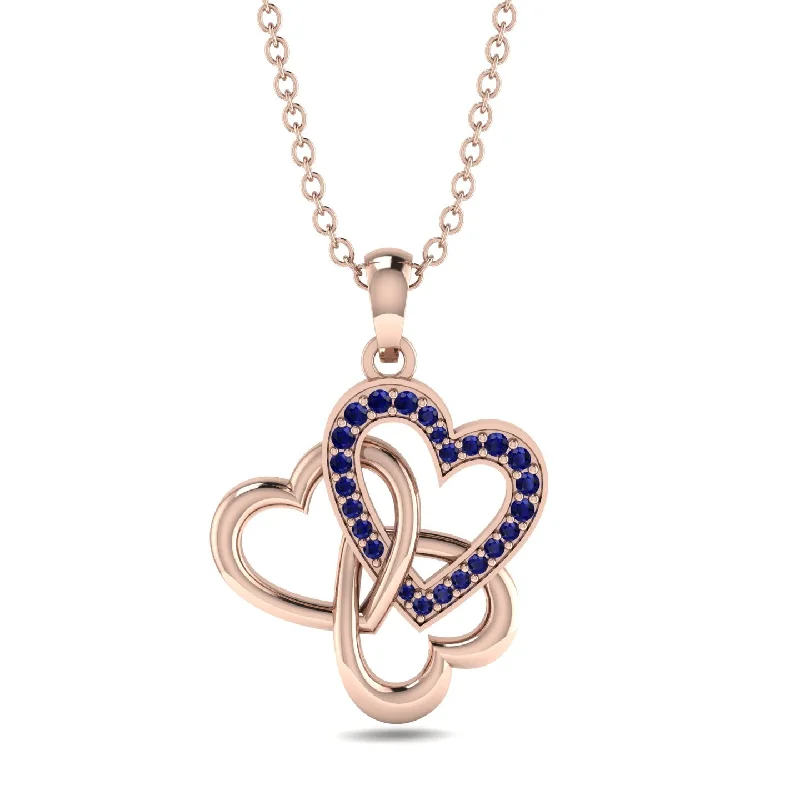 Chunky Necklace For Fashion Lovers-Three Hearts Intertwined Sapphire Necklace - Harlow No. 14