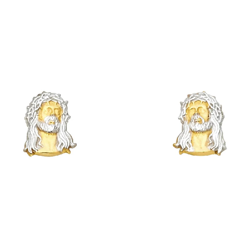 Personalized Earrings For Special Moments-14K 2T Jesus Face Post Earrings