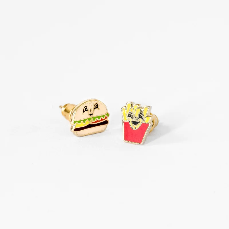 Trendy Stud Earrings For Modern Women-Burger & Fries Earrings