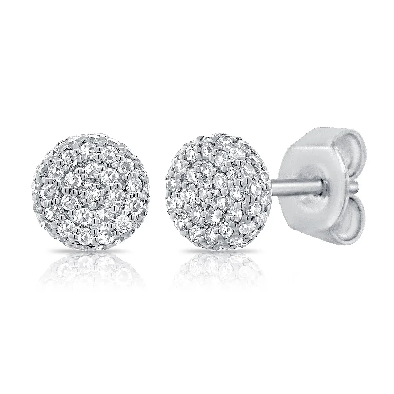 Modern Minimalist Earrings For Every Day-14K White Gold Diamond Raised Small Stud Earrings