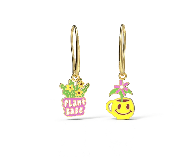 Creative Earrings For Artistic Expression-Plant Babe Drop Earrings