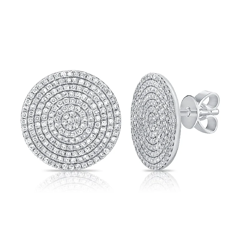 Modern Earrings For Everyday Fashion-14K White Gold Diamond Extra Large Disc Earrings