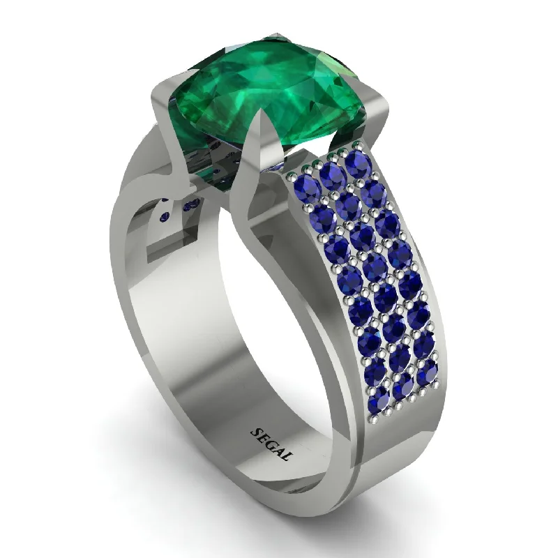 Classic Gold Cocktail Rings For Bold Glam-Round Cut Emerald 14K Gold Pave Engagement Ring - Saylor No. 66