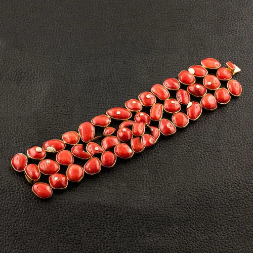 Bracelets For Year-round Wear-Coral & Diamond Bracelet