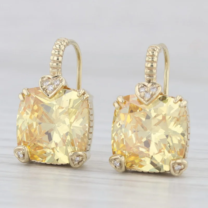 Unique Pearl Earrings For Timeless Style-Judith Ripka Yellow Cubic Zirconia Heart Accented Drop Earrings 18k Gold