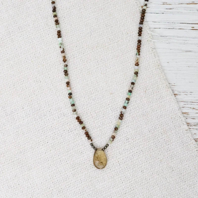 Classic Gold Charm Necklaces For Timeless Jewelry-Petite Chrysophase with Citrine Necklace