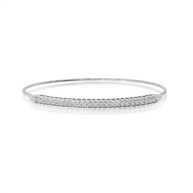 Bracelets For New Year Celebrations-14K White Gold Diamond Expandable Bracelet BVB1059W