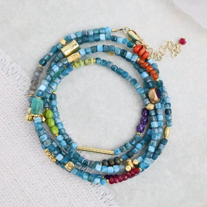 Classic Crystal Necklace For Bridal Jewelry-Cubed Apatite Wrap Bracelet & Necklace