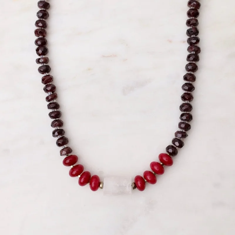 Classic Gold Charm Necklaces For Timeless Jewelry-Garnet Mix Necklace