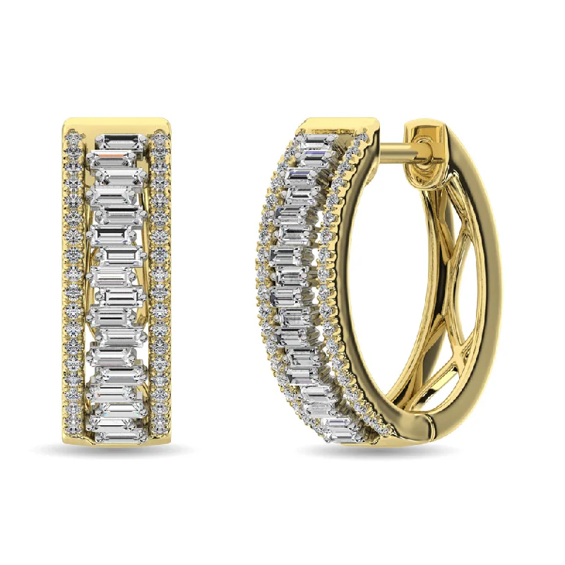 Simple Everyday Earrings For Casual Looks-Diamond 1/2 Ct.Tw. Hoop Earrings in 14K Yellow Gold