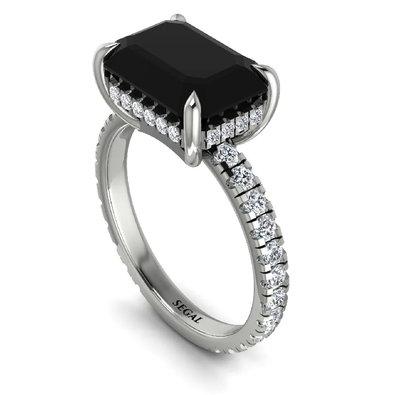 Custom Engagement Rings For Brides-Emerald-Cut Black Diamond Pavé Engagement Ring - Daphne No. 9