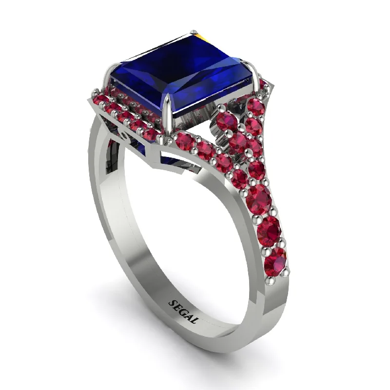 Fashionable Gemstone Rings For Casual Wear-Radiant Cut Sapphire 14K Halo Engagement Ring - Cassidy No. 60