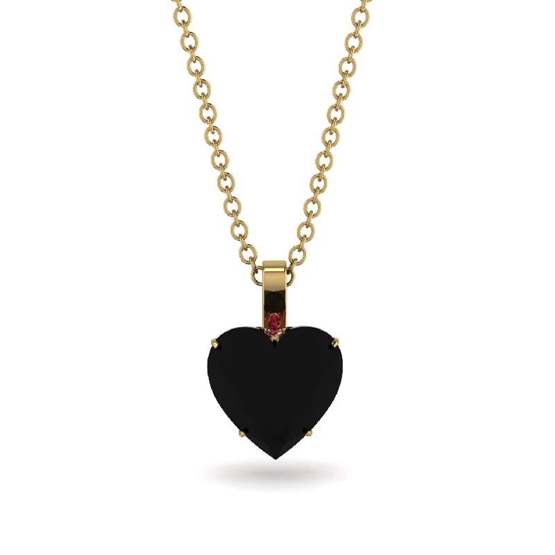 Silver Heart Necklaces For Romantic Gifts-Heart Black Diamond Necklace - Noelle No. 52