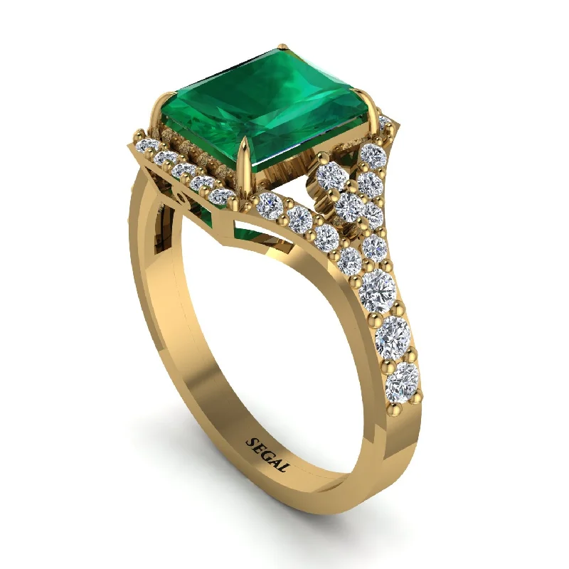 Fashionable Engagement Rings For Brides-Radiant Cut Emerald 14K Halo Engagement Ring - Cassidy No. 4