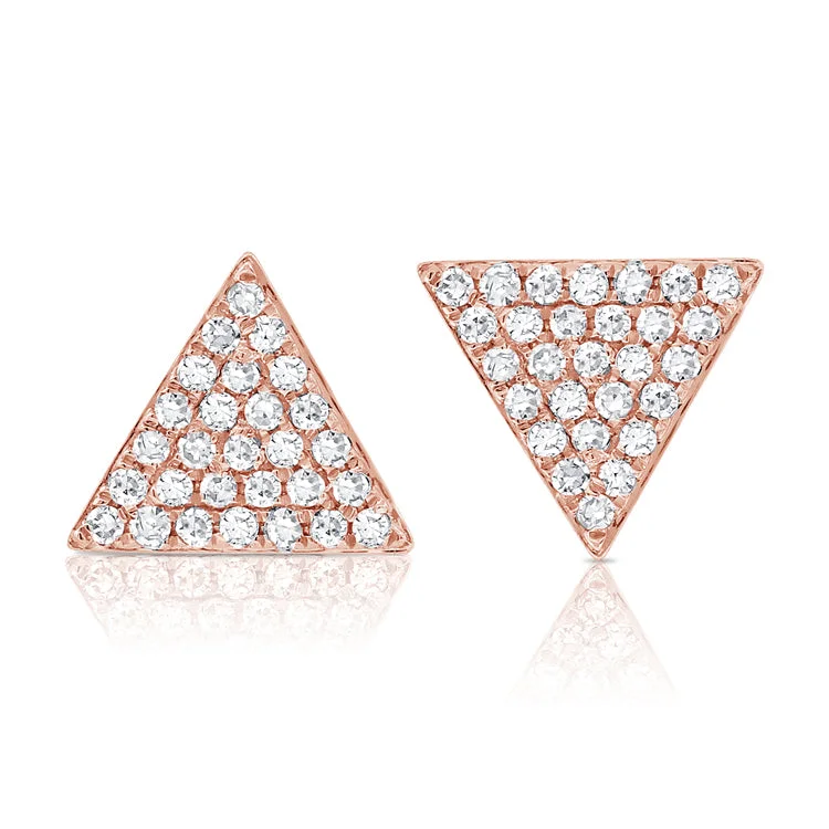 Statement Earrings For Unique Style-14K Rose Gold Large Diamond Triangle Earrings