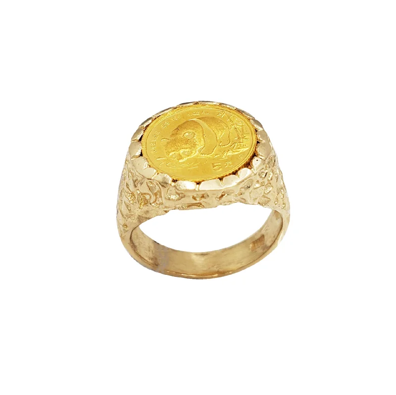 Custom Wedding Bands For Meaningful Gifts-5 Yuan Panda Coin Ring (14K)