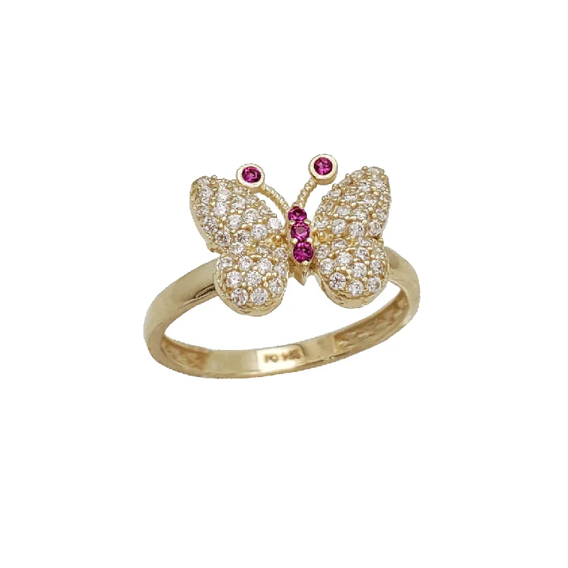 Beautiful Custom Rings For Engagement-Zirconia Butterfly Ring (14K)