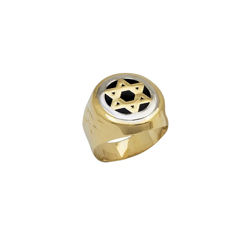 Vintage Gold Rings For Fashionistas-Star of David Round Signet Ring (14K)