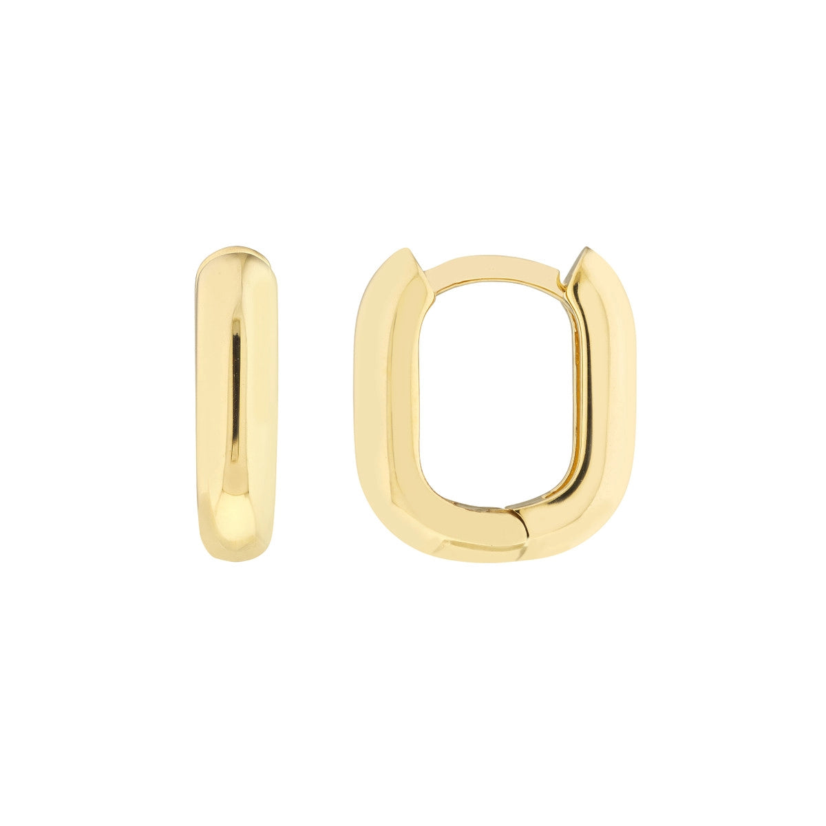 Gold Plated Earrings With Crystals-14K Yellow Gold Oblong Polished Hoop Earrings