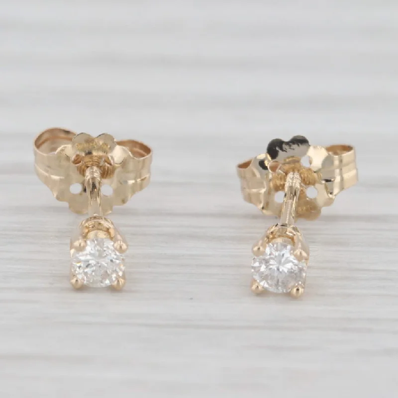 Affordable Earrings For Everyday Use-Small 0.13ctw Diamond Solitaire Stud Earrings 14k Yellow Gold