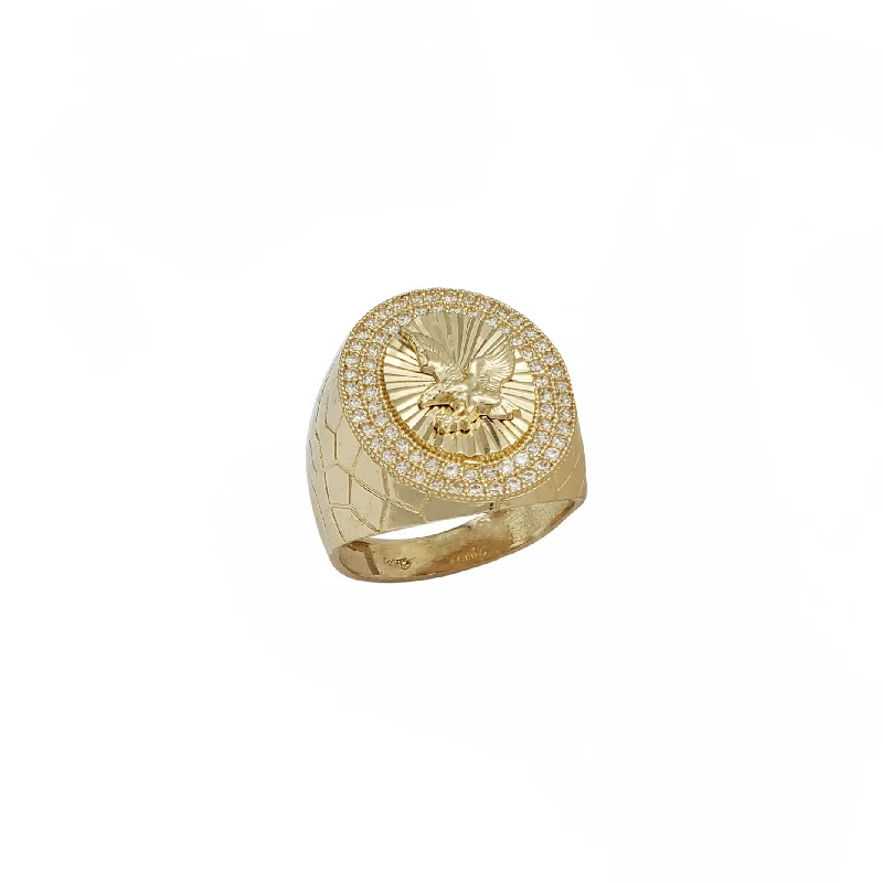 Unique Gold Rings For Bold Style-Cubic Zirconia Eagle Ring (14K)