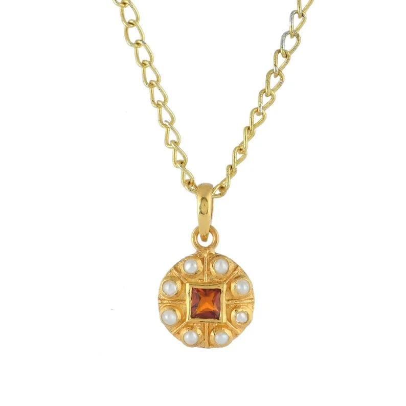 Dainty Gold Necklaces For Subtle Style-Citrine & Pearl Pendant Necklace