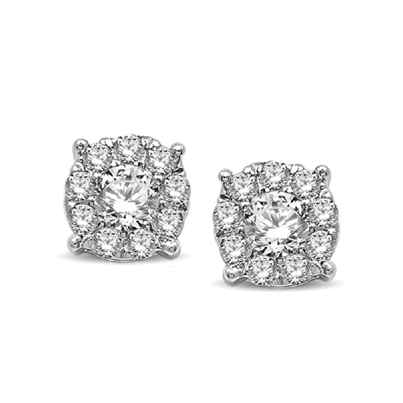 Classic Drop Earrings For Evening Wear-14K White Gold 1 Ct.Tw. Diamond Fashion Earrings