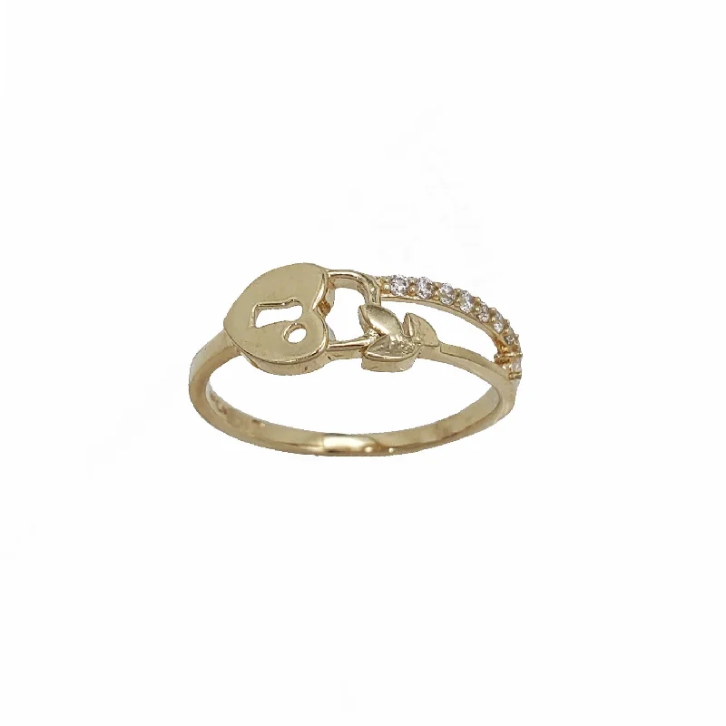 Custom Gold Rings For Meaningful Gifts-Zirconia Locked Fancy Ring (14K)