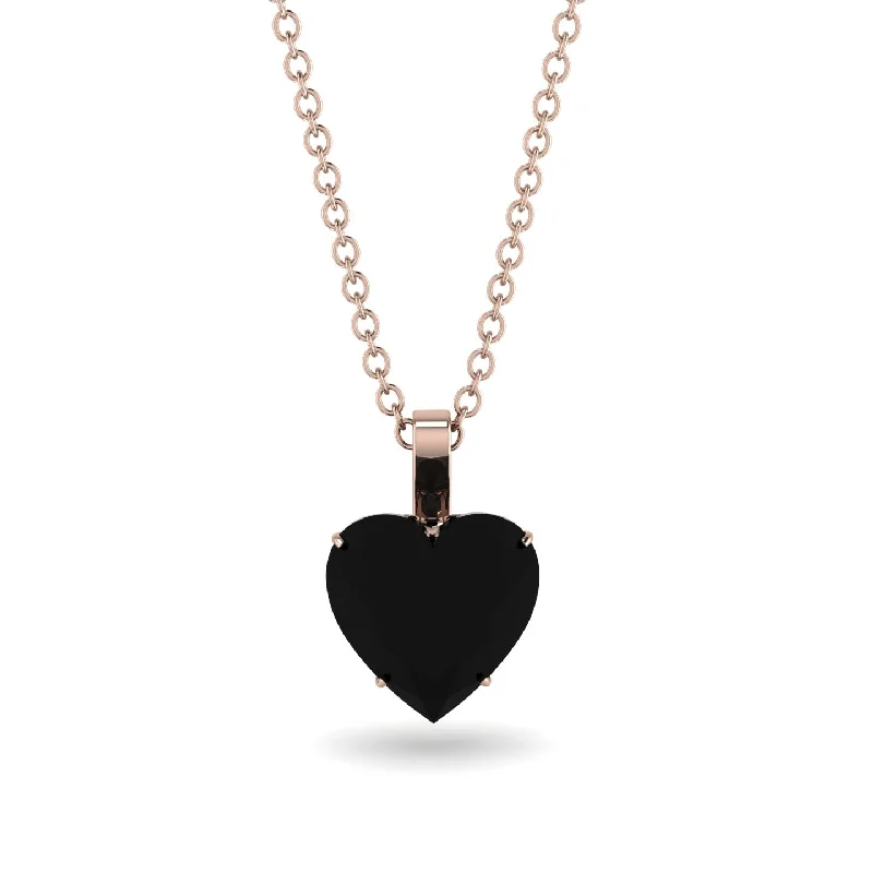 Custom Message Necklaces For Personalized Jewelry-Heart Black Diamond Necklace - Noelle No. 38