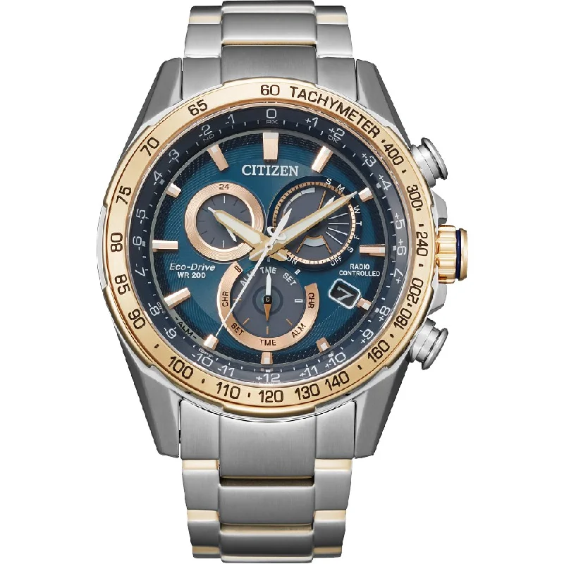 Watches With Custom Engravings-CITIZEN Eco-Drive Sport Luxury PCAT Mens Stainless Steel